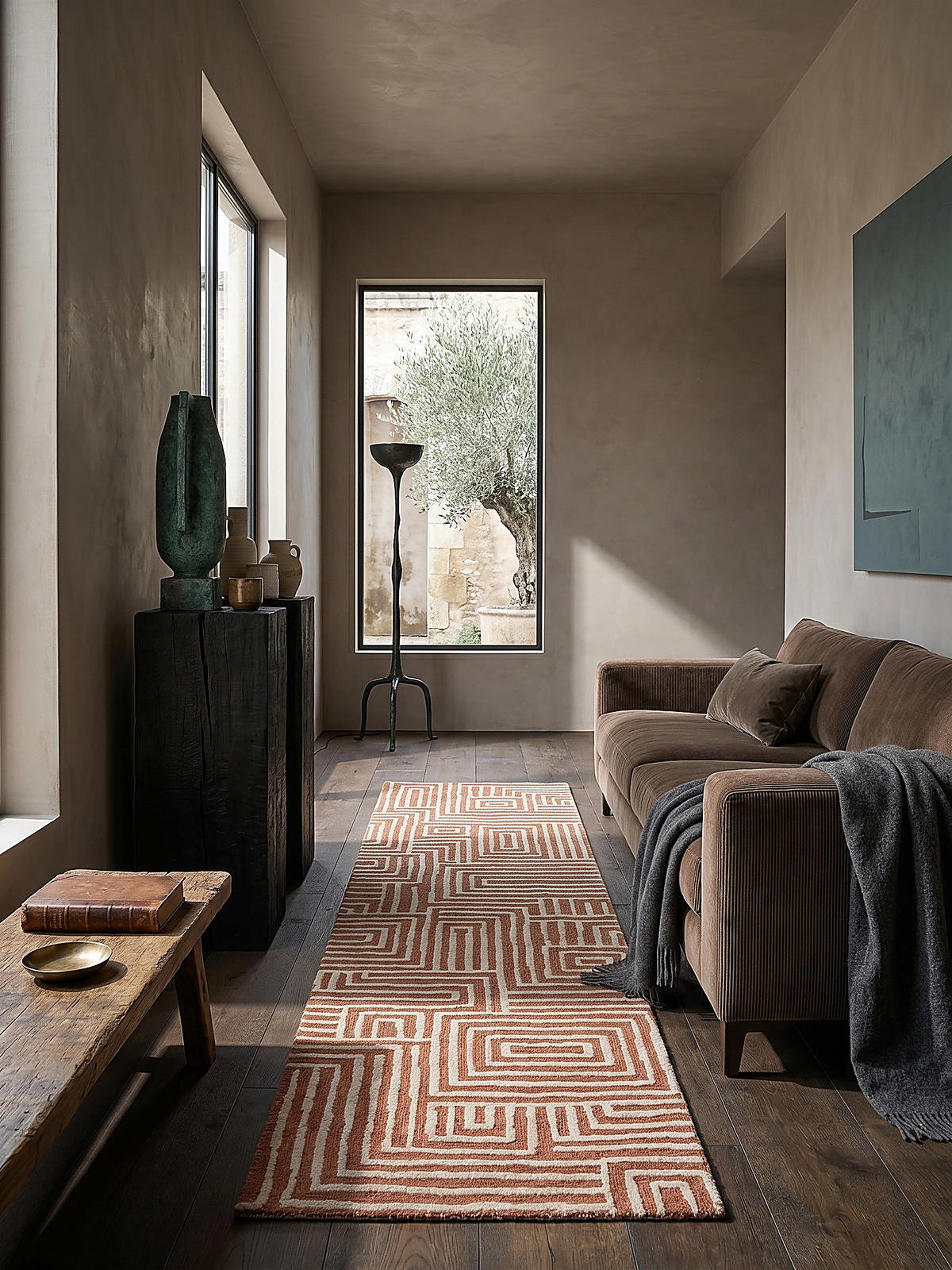 TEPPICH ARLEN, geometrisch, Terrakotta, 80 x 300 cm - Orange, Textil (80/300cm) - KADIMA DESIGN