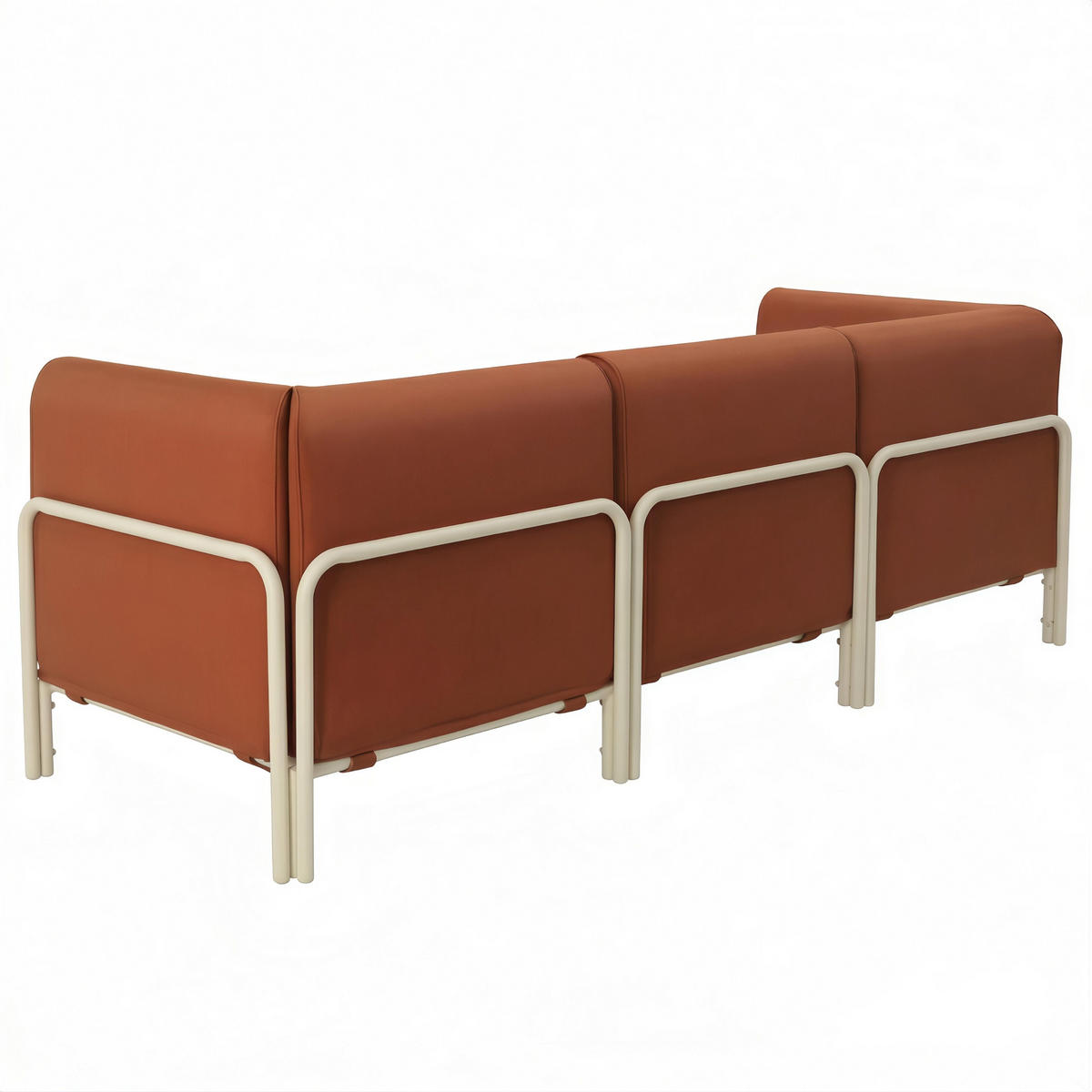 GARTENSOFA mit 3 Sitzplätzen, Terrakotta - Rot, Textil (80/78/216cm) - Oviala
