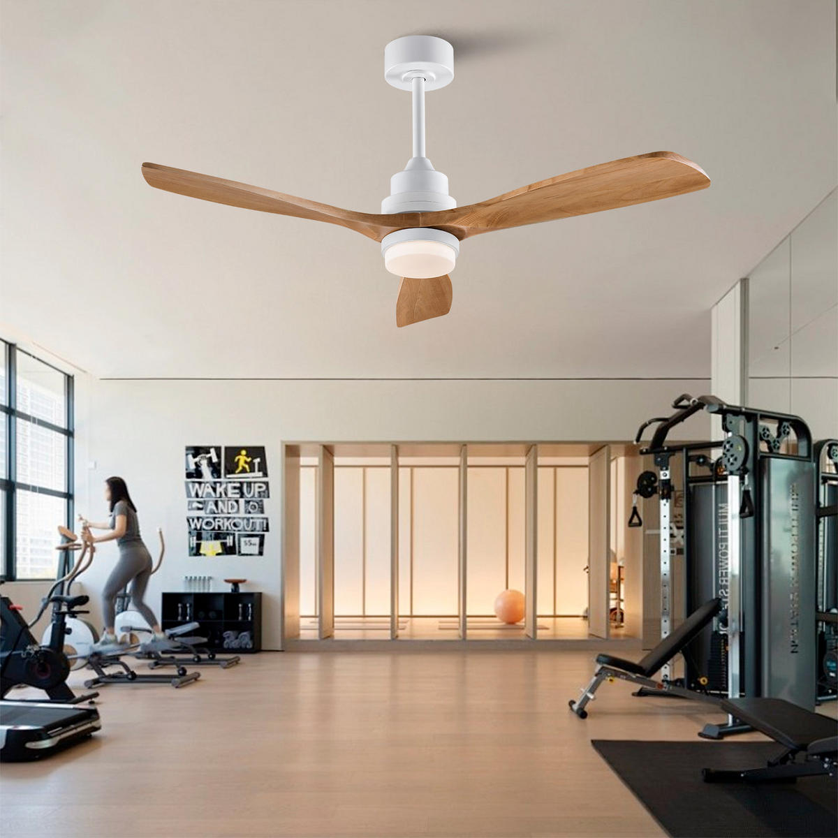 DECKENVENTILATOR DE-16243 52 Zoll mit Massivholzflügeln & Fernbedienung Naturholz - Naturfarben, Holz/Metall (132/132/37cm) - ComfortXL