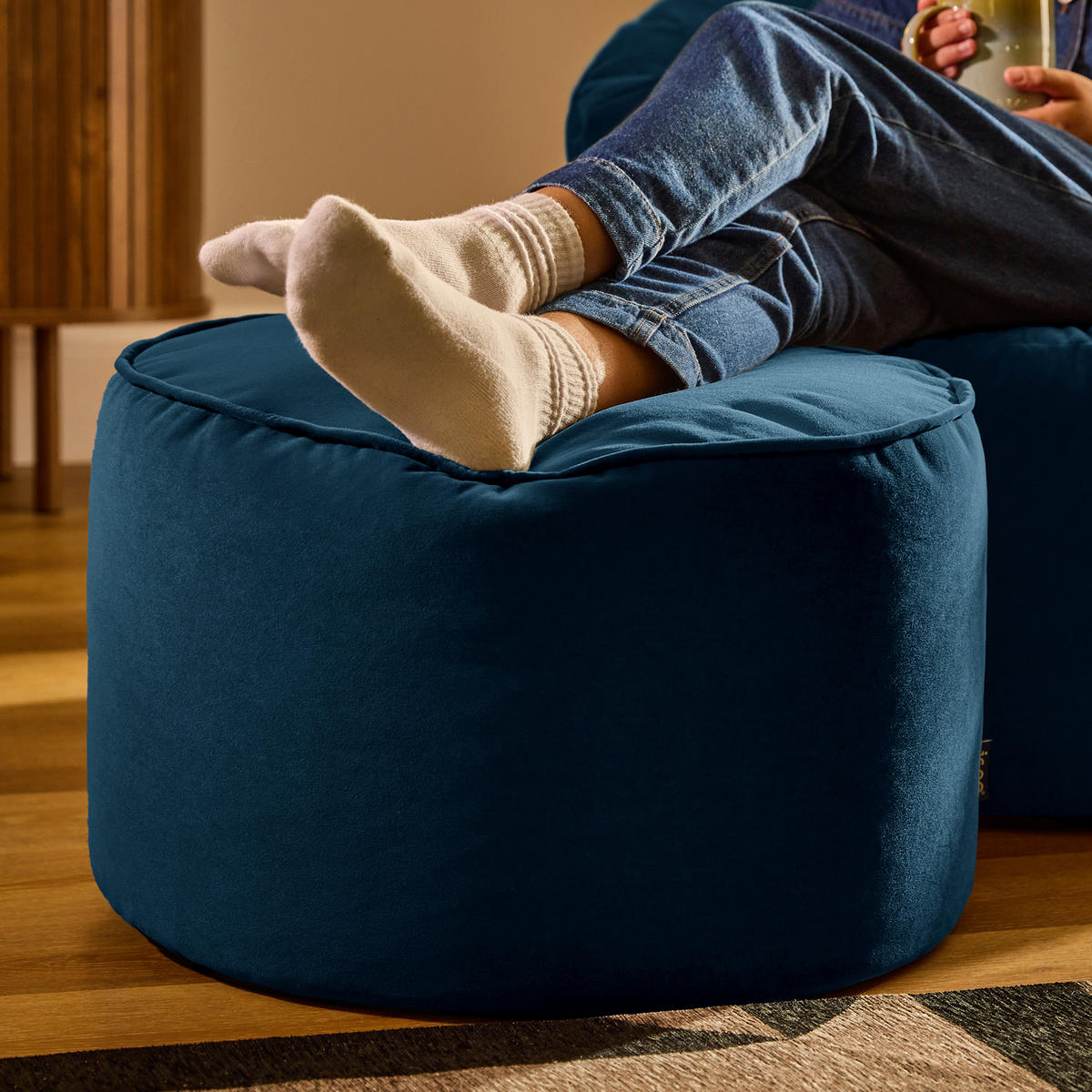 SITZPOUF Rund Milano - Blau, Textil (55/35/55cm) - icon