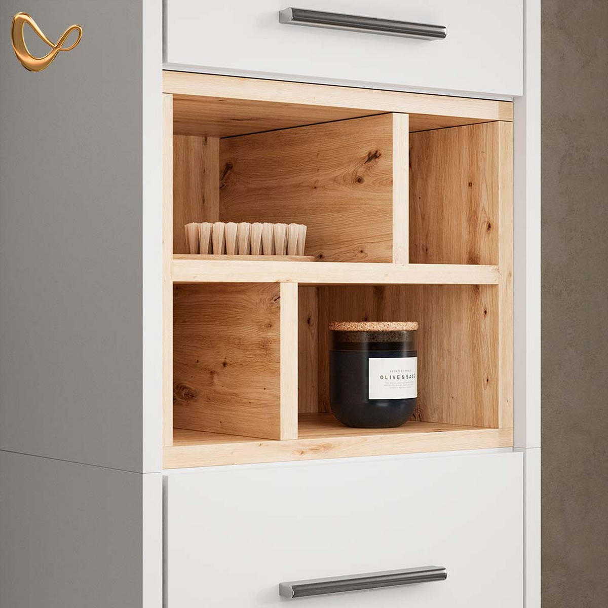 BADSCHRANK Temo Weiß 38 x 190 cm - Weiß, Holzwerkstoff (38/190/30cm) - Livinity®