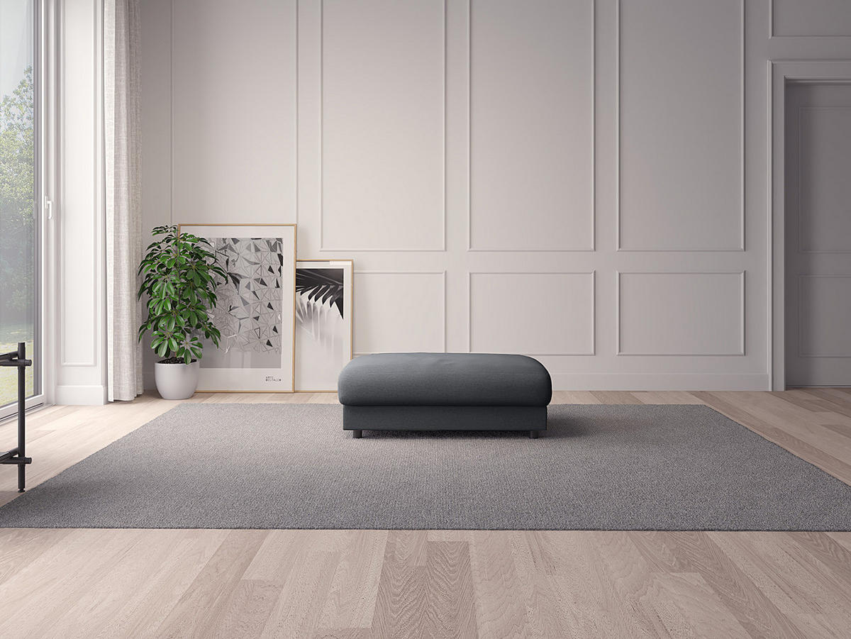 POLSTERHOCKER - Schwarz/Grau, Textil (107/41/77cm) - home24