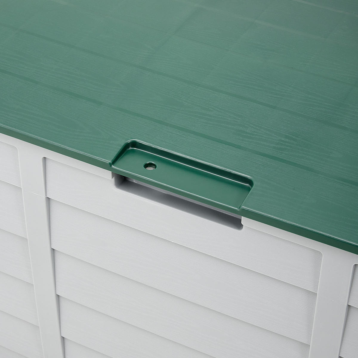 GARTENBOX 290L aus PP Kunststoff in Grün+Hellgrau mit Rollen, Modell Robuste Konstruktio 112 cm B x 49 cm T x 54 cm H - Grün, Kunststoff (112/54/49cm) - Livingandhome