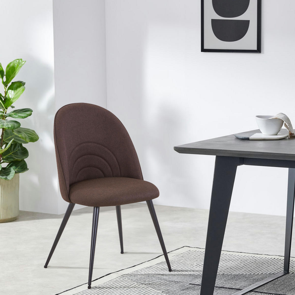 ESSZIMMERSTUHL ANITA 2er Set Stoff Braun - Braun, Textil - SVITA