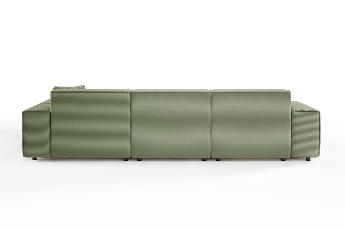 ECKSOFA RANI Grün Cord - Schwarz/Grün, Kunststoff/Textil (299/189cm) - KAWOLA
