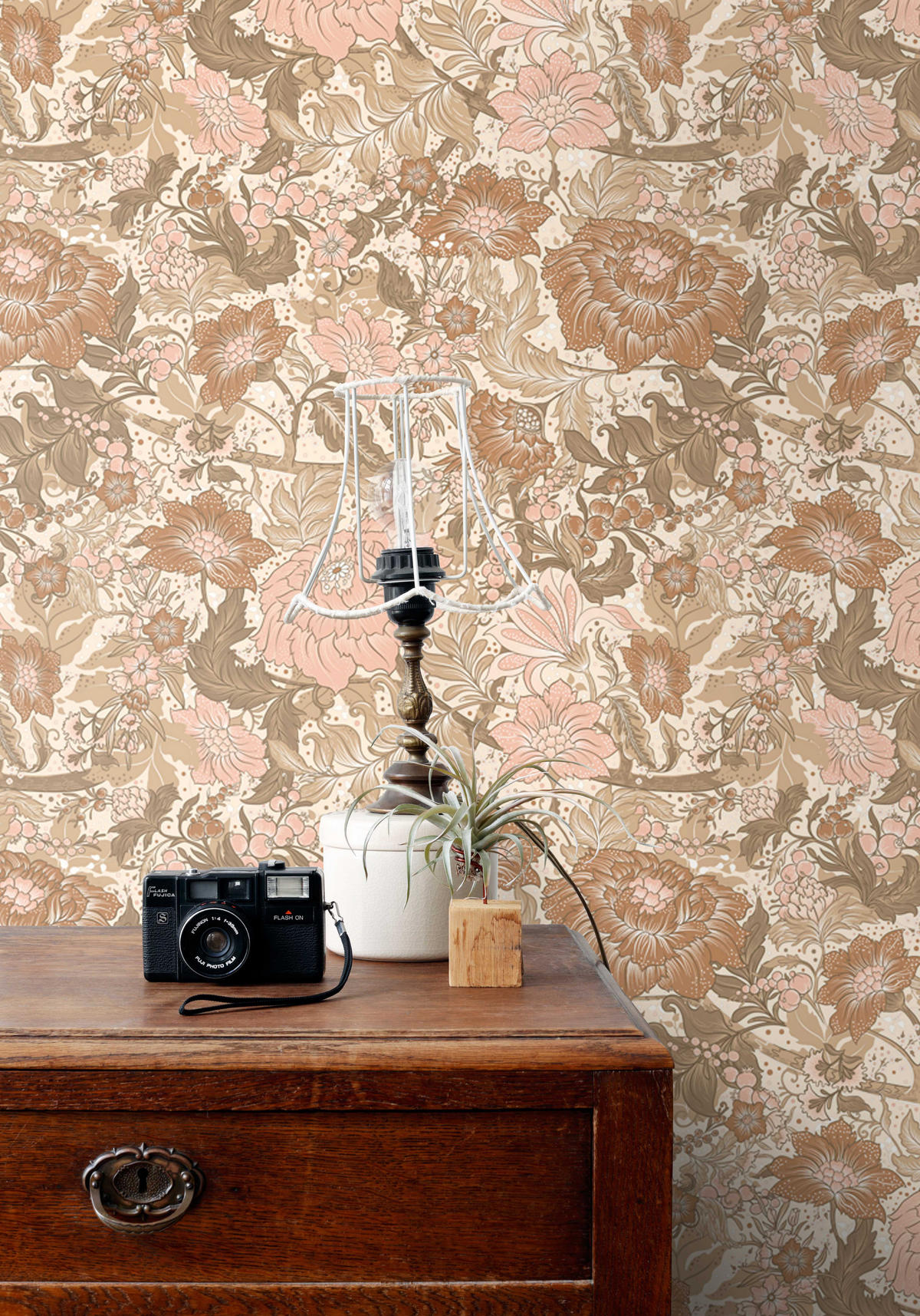 TAPETE Blumenmuster 50 x 900 cm - Beige, Papier (50/900cm) - ESTAhome