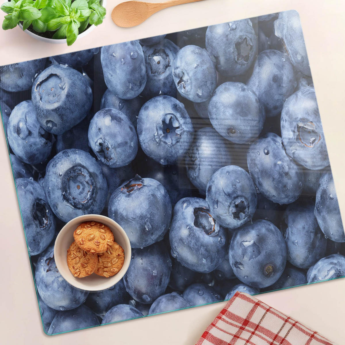 GLASPLATTE 60x52 cm Blaubeeren - Blau, Glas (60/0.4/52cm) - TULUP