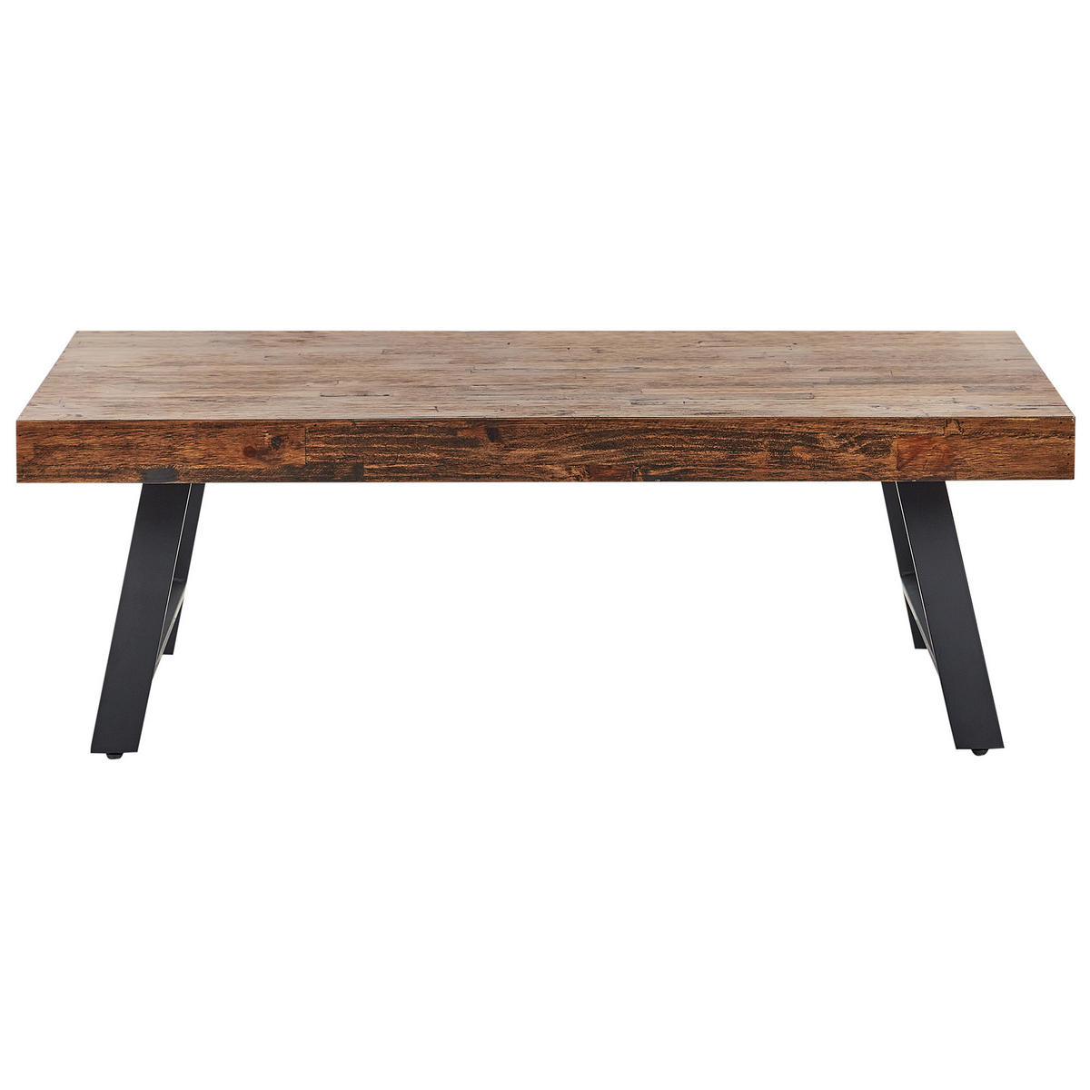 COUCHTISCH Dunkler Holzfarbton/Schwarz Warton - Dunkelbraun/Schwarz, Holz (130/70/44cm) - Beliani