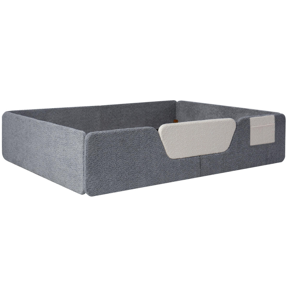 POLSTERBETT mit abnehmbaren Seitengittern 140x190 cm Samt Grau - Grau, Metall (90/190cm) - Beauniv