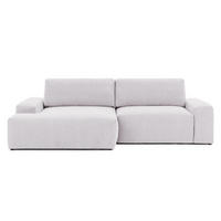 ECKSOFA Lennon aus Greige Strukturstoff mit Schlaffunktion und Bettkasten - Greige/Schwarz, Holz/Kunststoff (137/264cm) - S-Style