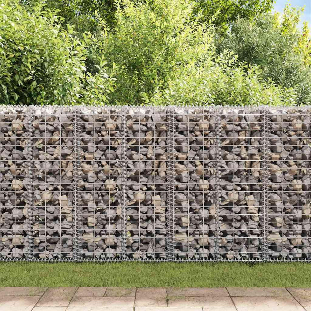 GABIONENWAND Mit Abdeckung Verzinkter Stahl 20/20/100 Cm - Silberfarben, Metall (20/100cm) - vidaXL