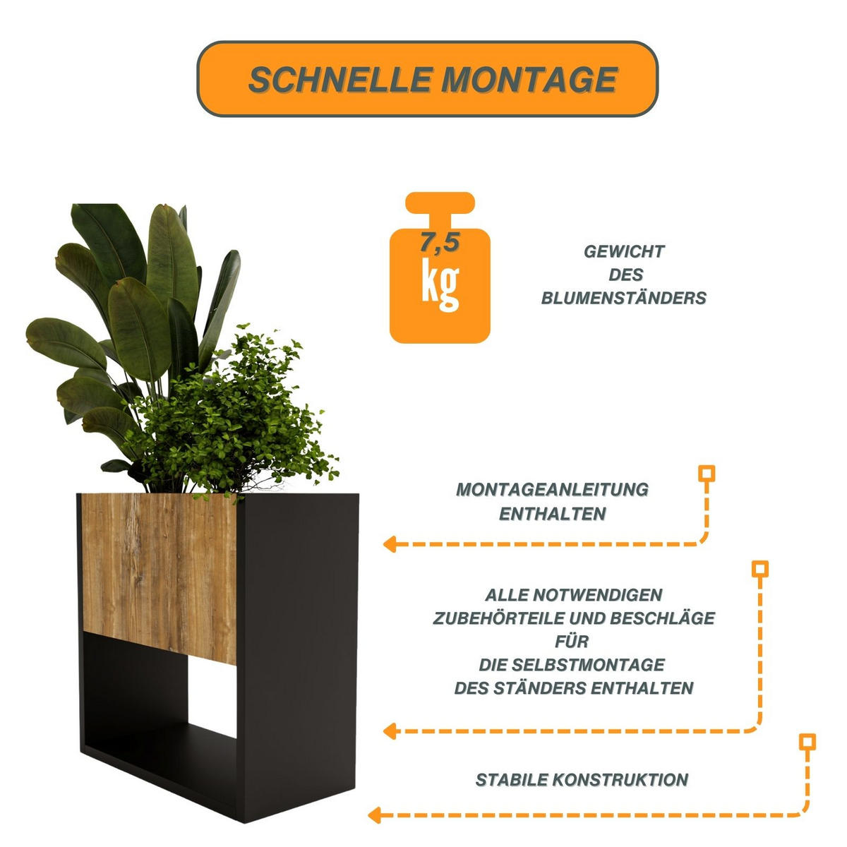 BLUMENKASTEN - Kiefer Milford, Holzwerkstoff (46195/45/44cm) - RAUMHIRSCH FURNITURE