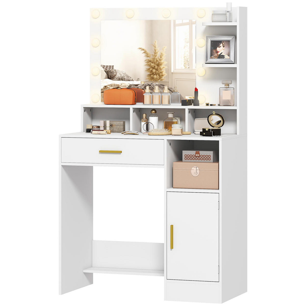 SCHMINKTISCH DE-18304 Weiß - Weiß, Holzwerkstoff (40/135/80cm) - ComfortXL