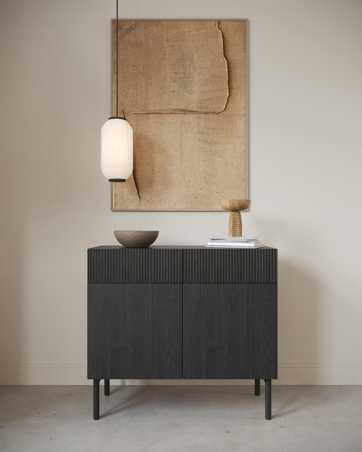 KOMODA Nolie dekor jaseň čierna 100 cm - čierna, drevo/kompozitné drevo (100/90.6/38cm) - Selsey
