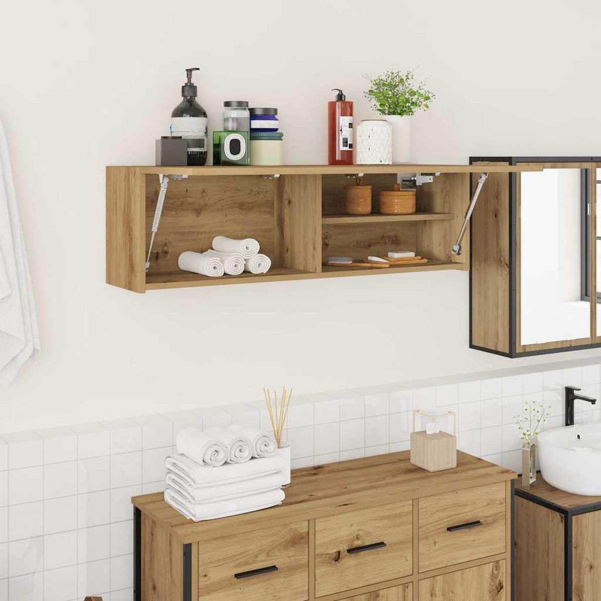 BAD-WANDSCHRANK Artisan-Eiche 100/25/30 Cm Holzwerkstoff - Braun, Holzwerkstoff (25/30/100cm) - vidaXL