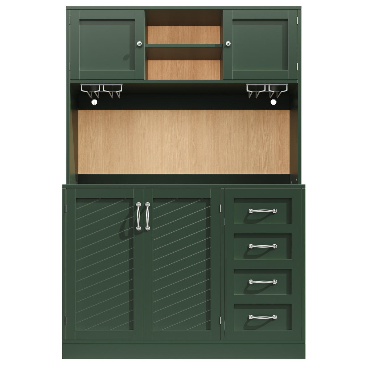BUFFETSCHRANK mit LED 120x40x188 cm MDF Grün 4 Türen - Grün, Holzwerkstoff (40/188/120cm) - Meubliv