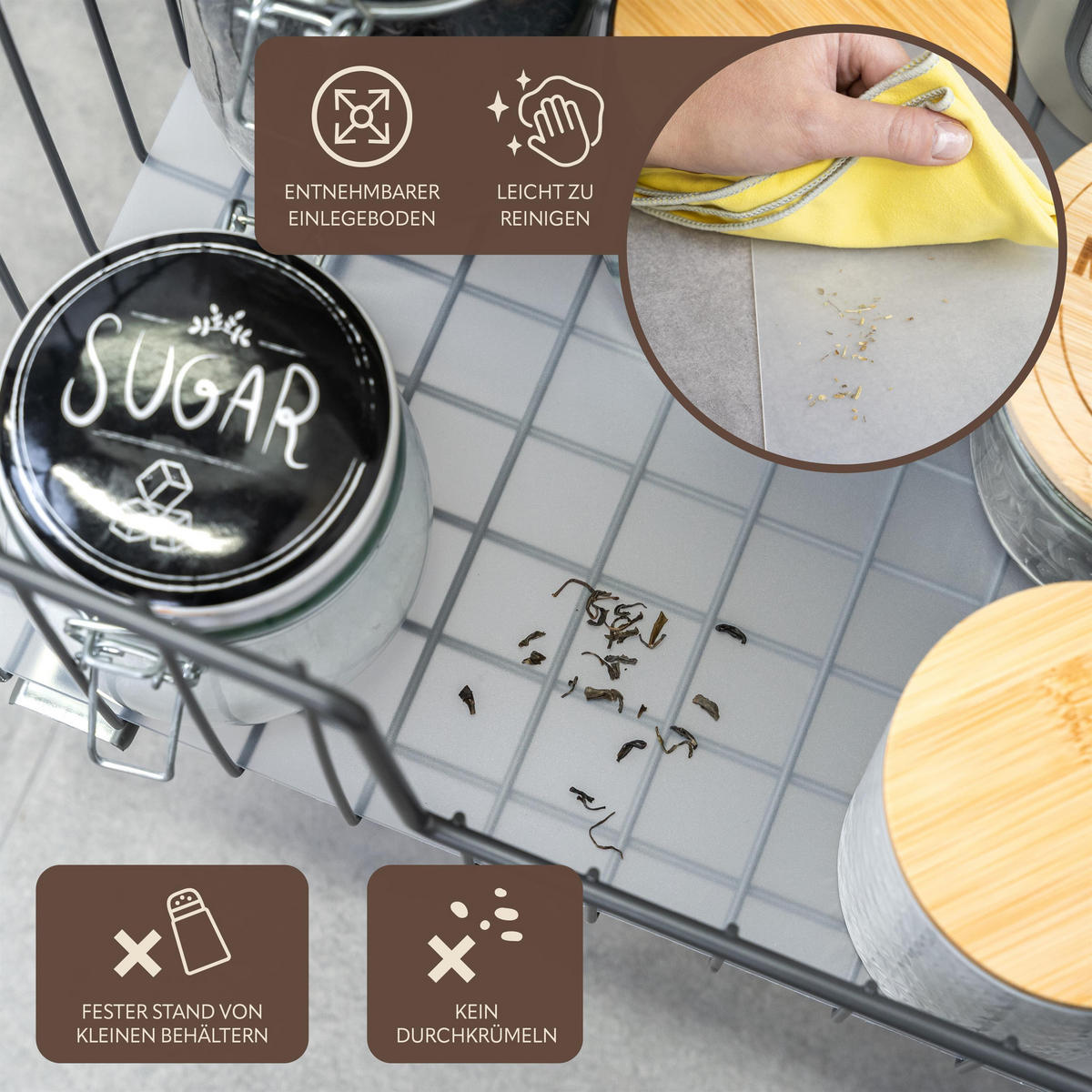 SCHRANK-KORBAUSZUG 30 cm, grau, Metall - Grau, Metall (30/23/50.5cm) - bremermann