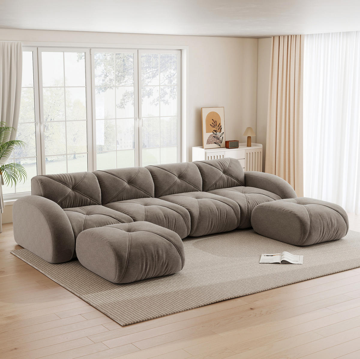 SOFA modular rahmenlos Chenille Braun - Braun, Kunststoff (171/76/358.1cm) - Meubliv