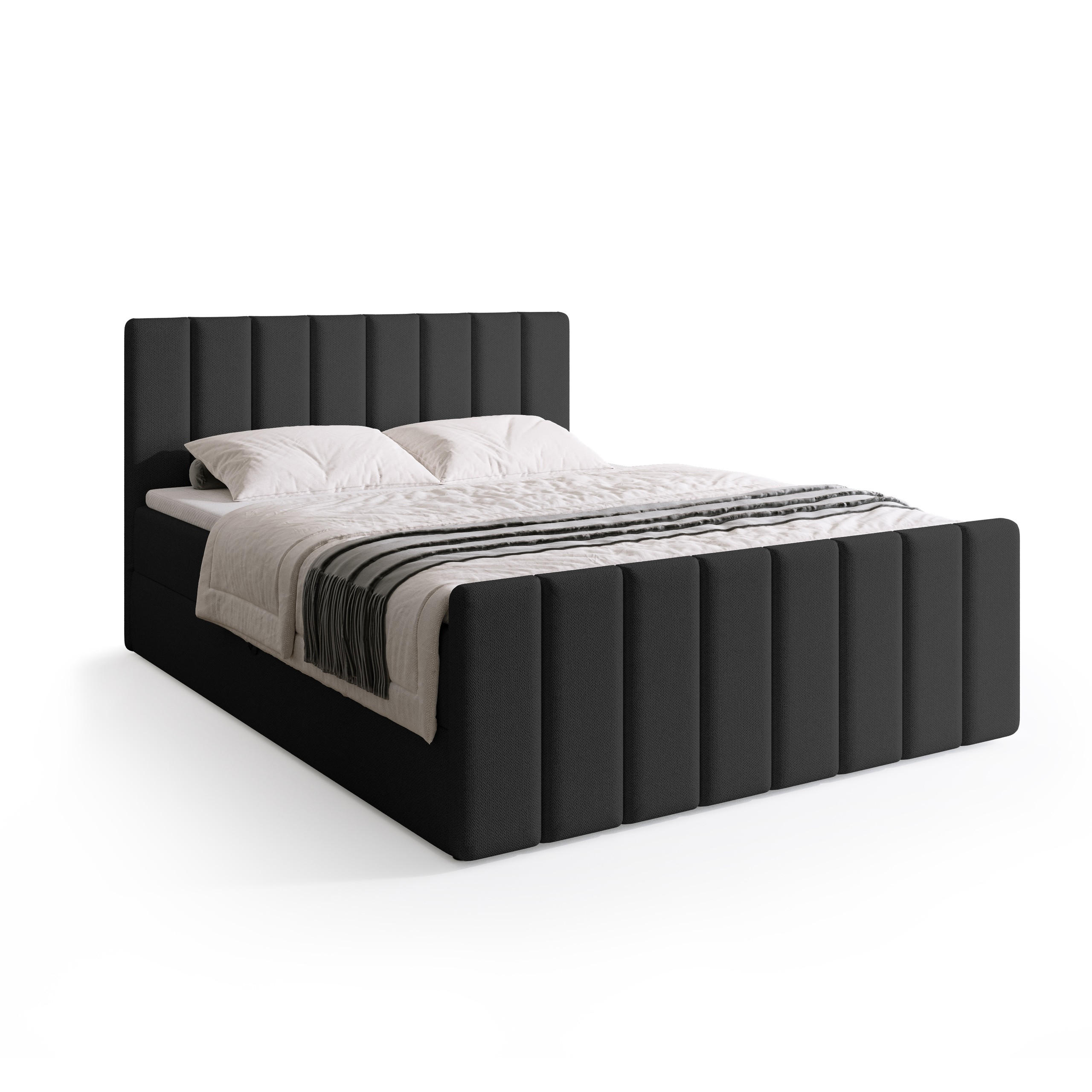 BOXSPRINGBETT Denver DUO mit Topper 160x200 Dunkelgrau - Dunkelgrau, Textil (160/200cm) - Bromarkt