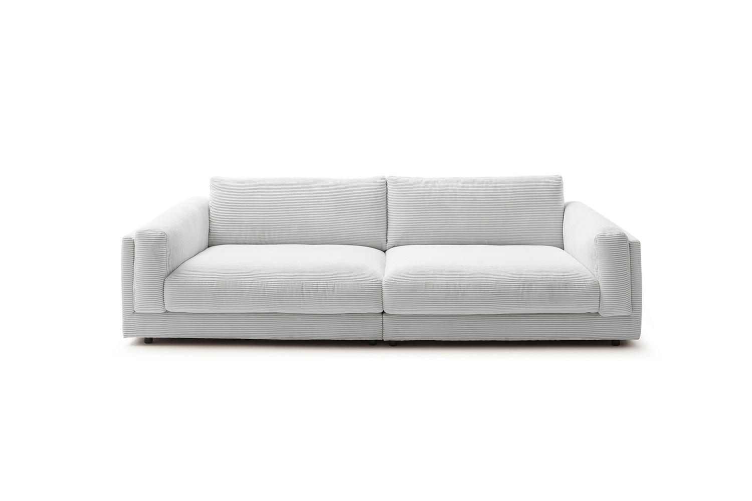 BIG SOFA RAINA Hellgrau Cord - Hellgrau/Schwarz, Kunststoff/Textil (254/85/150cm) - KAWOLA