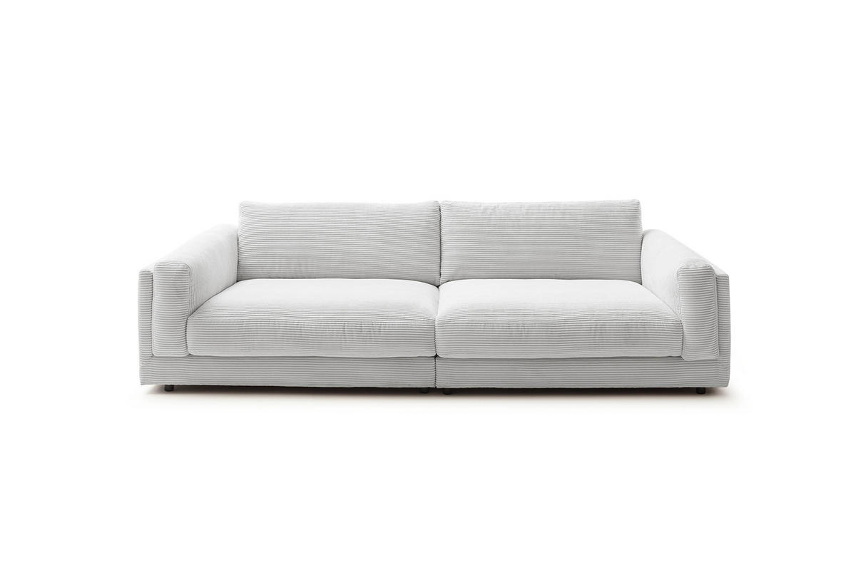 BIG SOFA RAINA Hellgrau Cord - Hellgrau/Schwarz, Kunststoff/Textil (254/85/150cm) - KAWOLA