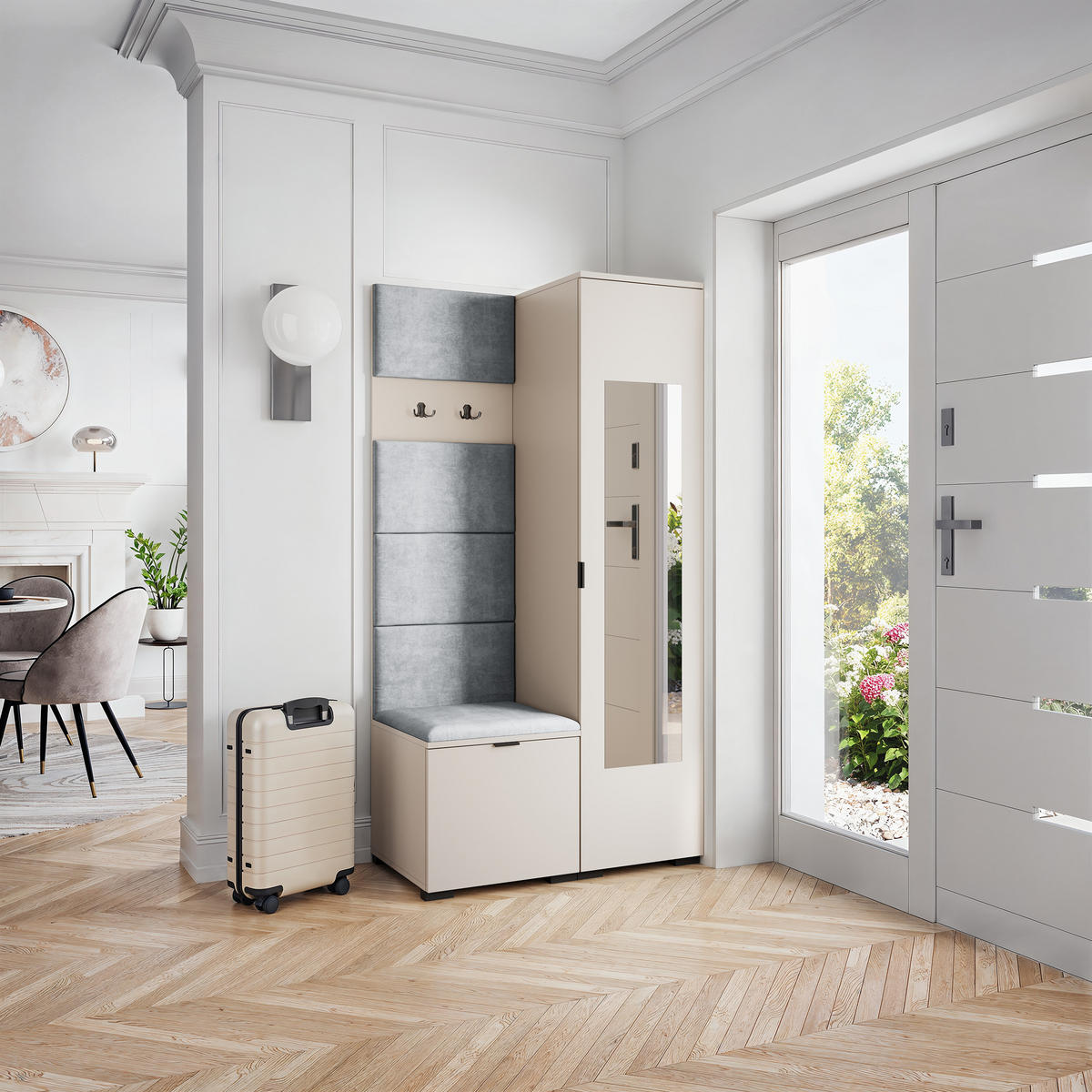 GARDEROBENSCHRANK VIRA 95/181/51 cm Modern Kaschmir - Kaschmir/Hellgrau, Holzwerkstoff (95/181/51cm) - MASSENO