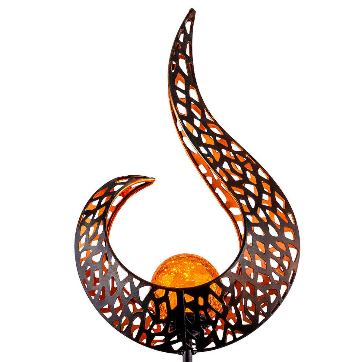 LED AUSSENLEUCHTE Schwarz Gold Flammenoptik - Schwarz, Glas (16.5/6.5/90cm) - Globo Lighting