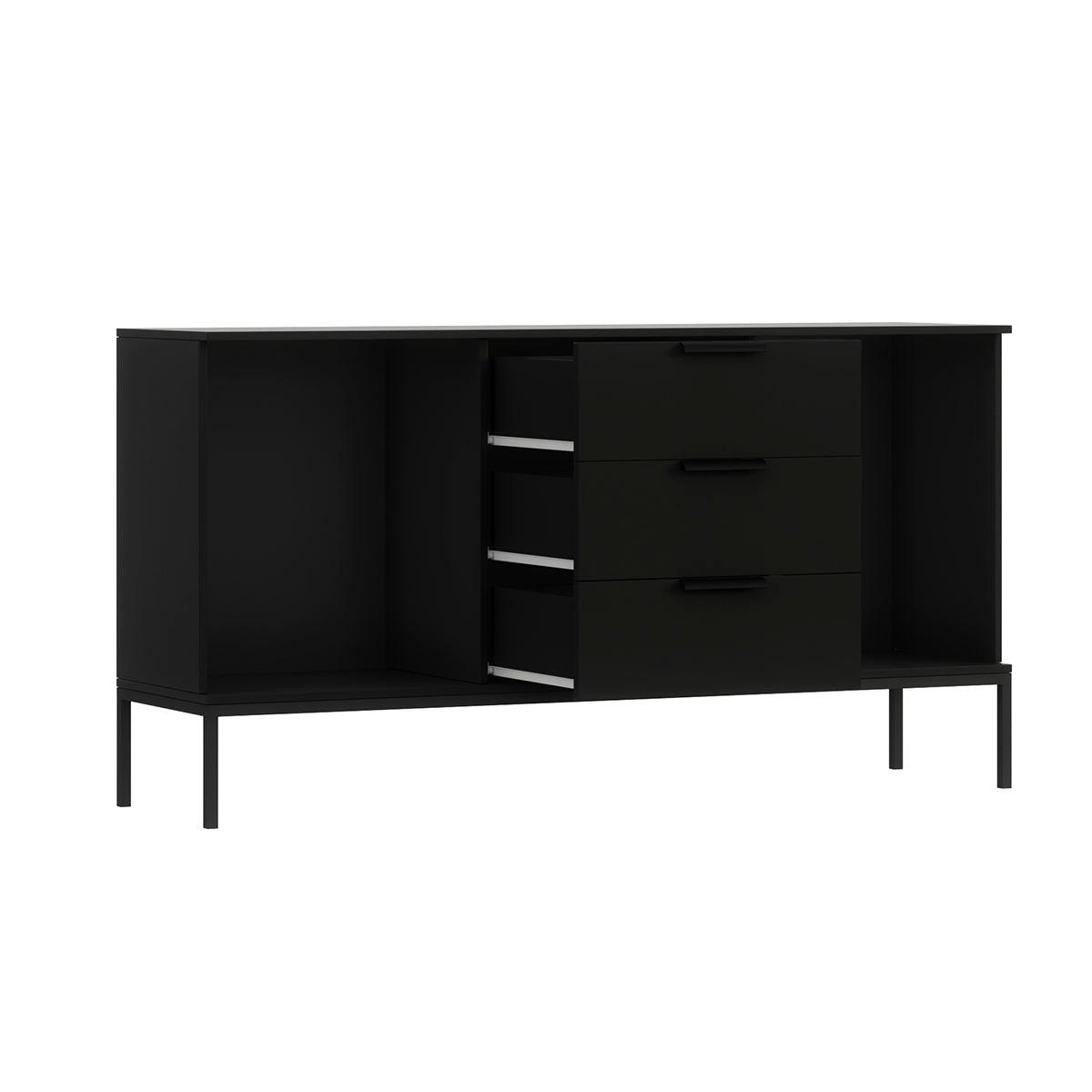 KOMODA Melchior Crna - crna, drvni materijal (150/80/40cm) - Petits-meubles