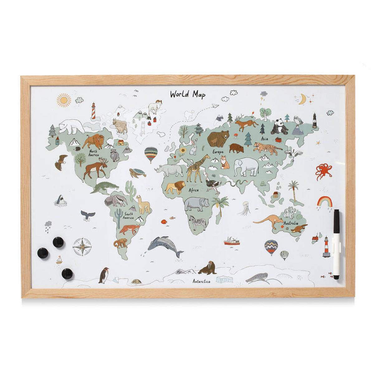 WELTKARTE Magnetisch 60/40 cm - Multicolor, Metall (40/1.5/60cm)