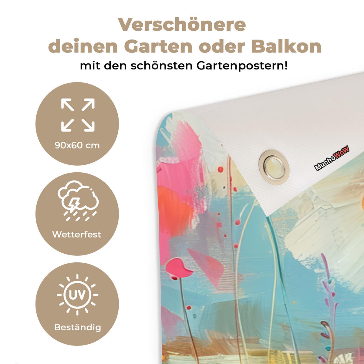ZAHRADNÍ PLAKÁT Skotský horal - Příroda - Barevné - Květiny 90x60 cm - světle modrá, plast (90/60/0.2cm) - OnlyWow