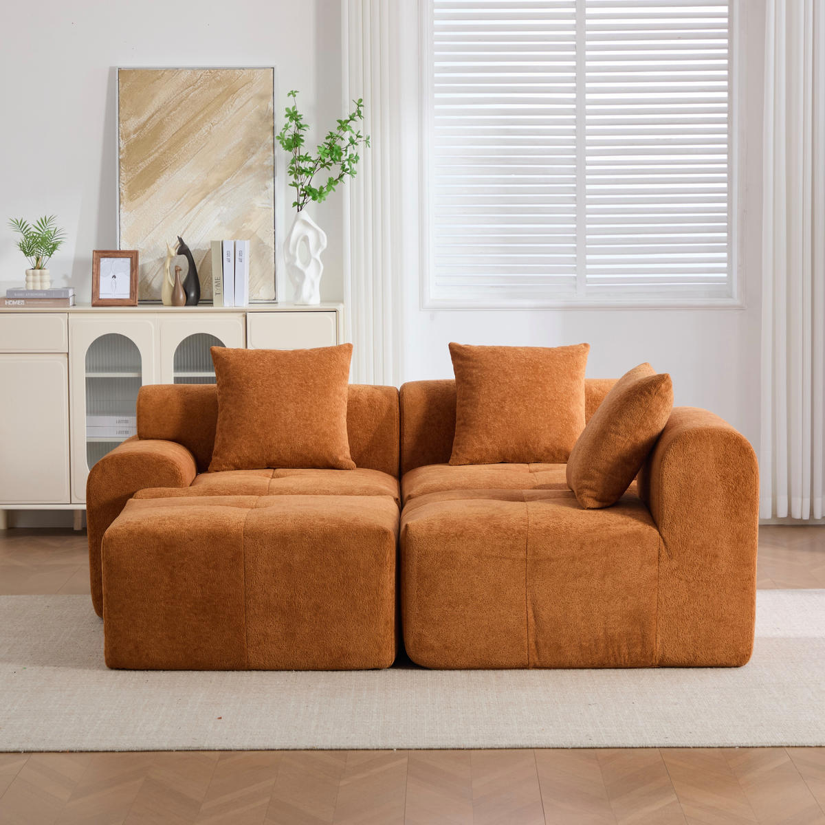 3-SITZER ECKSOFA Cord Orange - Orange, Textil (261/164cm) - WISHDOR