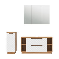 BADMÖBEL-SET Lotta Eiche/Weiß mit Kachelstruktur 3 Teile - Eichefarben/Weiß, Holzwerkstoff (119.2/62.5/35cm) - Vicco