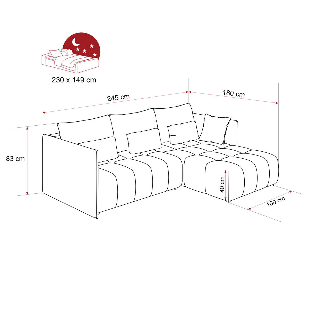 ECKSOFA CLEO mit Schlaffunktion und Bettkasten Marineblau - Dunkelblau, Holzwerkstoff/Kunststoff (245/180cm) - Idohome