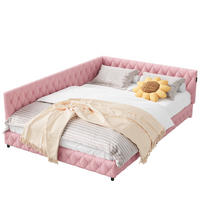 TAGESBETT Polsterbett 140x200 cm, Rosa, LED-Beleuchtung und USB-Anschluss - Rosa, Textil/Metall (140/200cm)