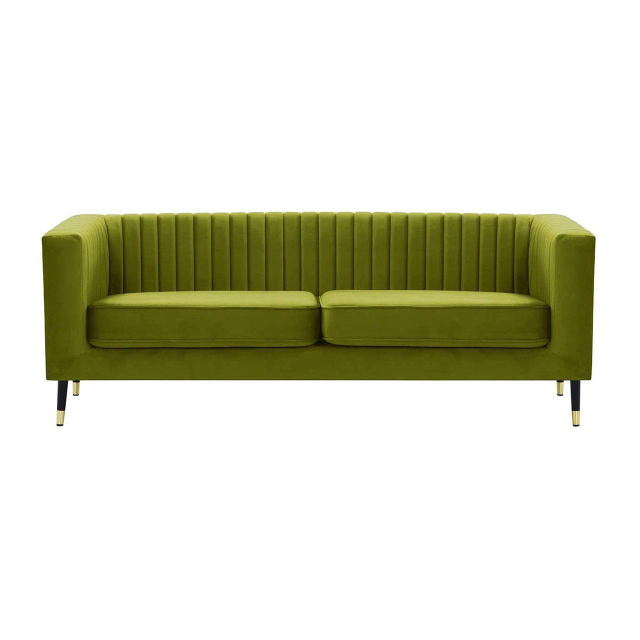 DREISITZER SOFA Slender-Velluto 9 - Olivgrün, Holz/Textil (201/71/83cm) - SLF24