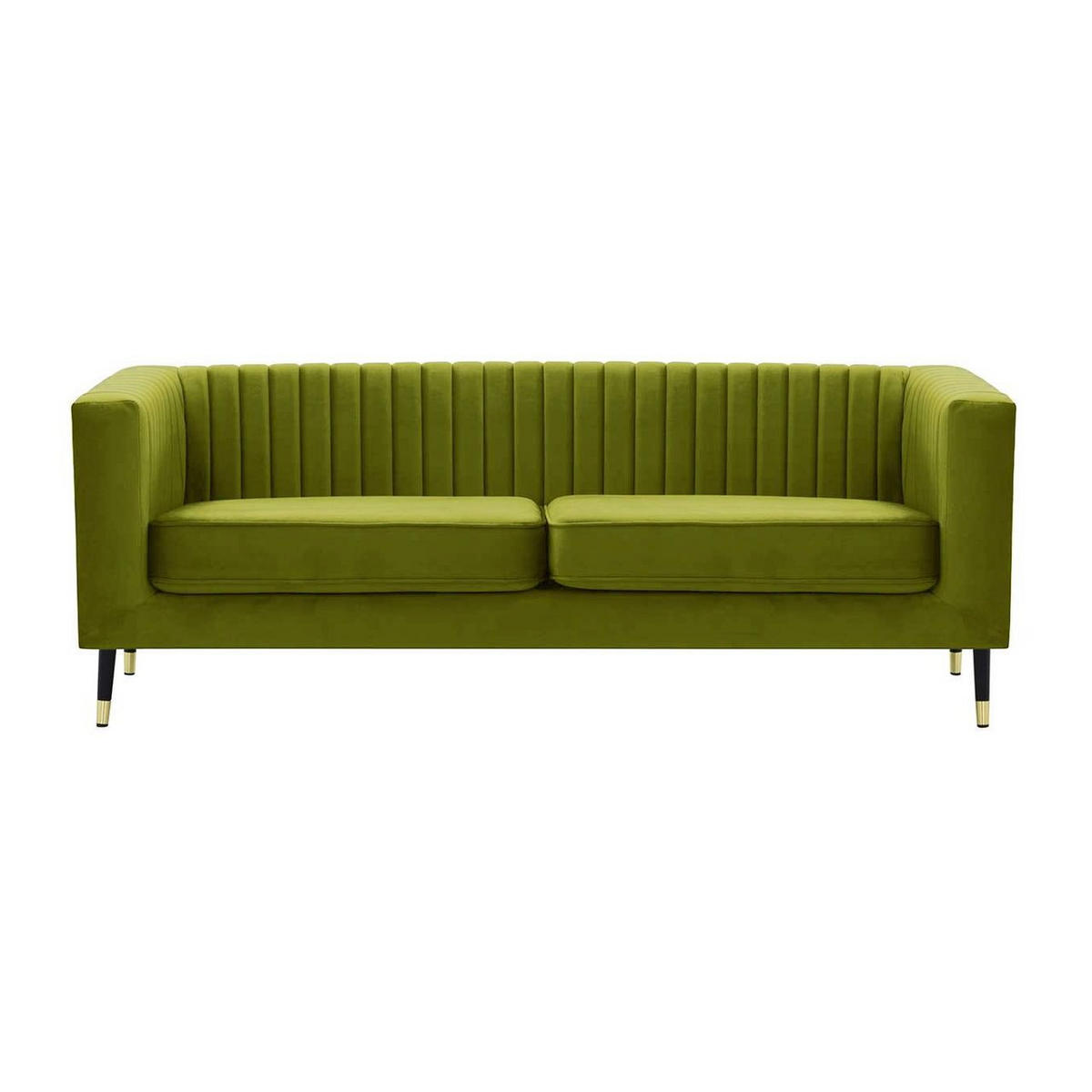 DREISITZER SOFA Slender-Velluto 9 - Olivgrün, Holz/Textil (201/71/83cm) - SLF24
