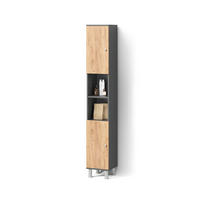 BADSCHRANK Fucino Anthrazit/Goldkraft Eiche 30 x 190 cm - Honigeiche/Anthrazit, Holzwerkstoff (30/190/30cm) - Livinity®