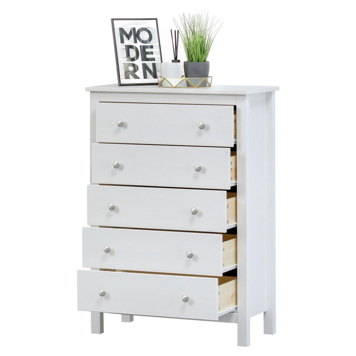 KOMMODE Massivholz 37/106/75 cm - Weiß, Holz (106/75/37cm) - hagge home