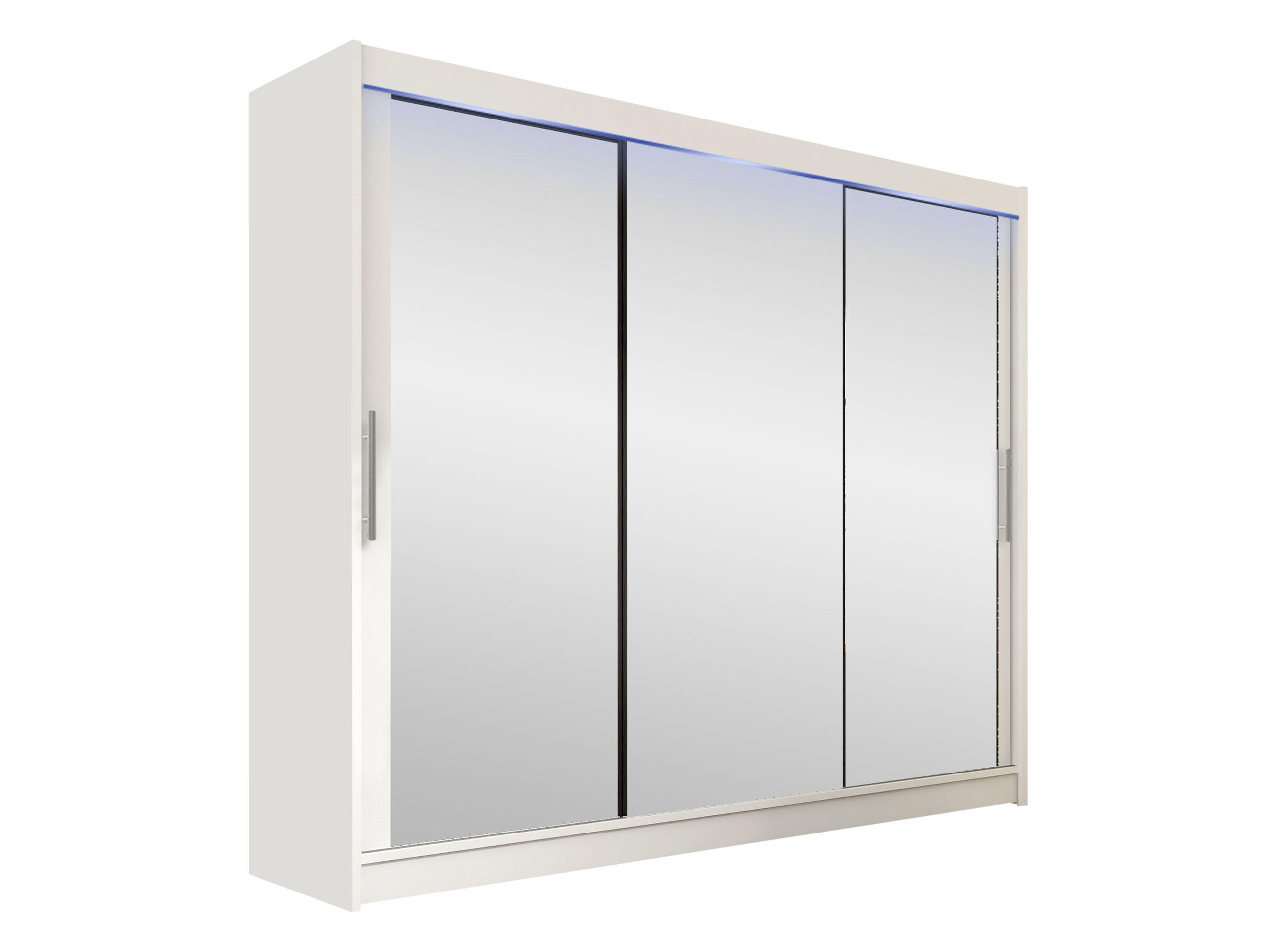 KLEIDERSCHRANK Aston III, mit RGB LED Beleuchtung - Silberfarben/Weiß, Holzwerkstoff/Kunststoff (250/215/58cm) - MIRJAN24