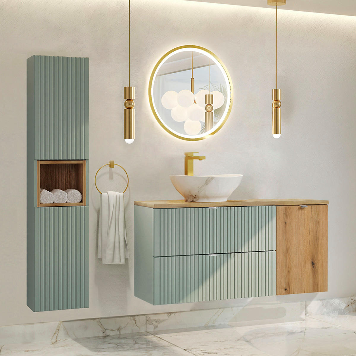 WASCHTISCHUNTERSCHRANK 120.4cm Jade Grün - Grün, Holzwerkstoff (120.4/59.5/40cm) - Petits-meubles