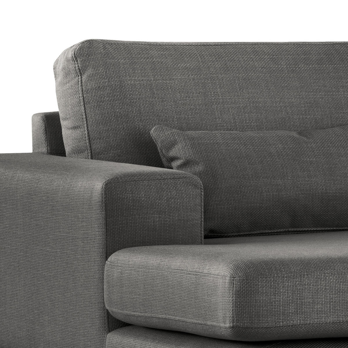 ECKSOFA mit Longchair - Dunkelgrau/Buchefarben, Buchenholz/Textil (281/153cm) - home24