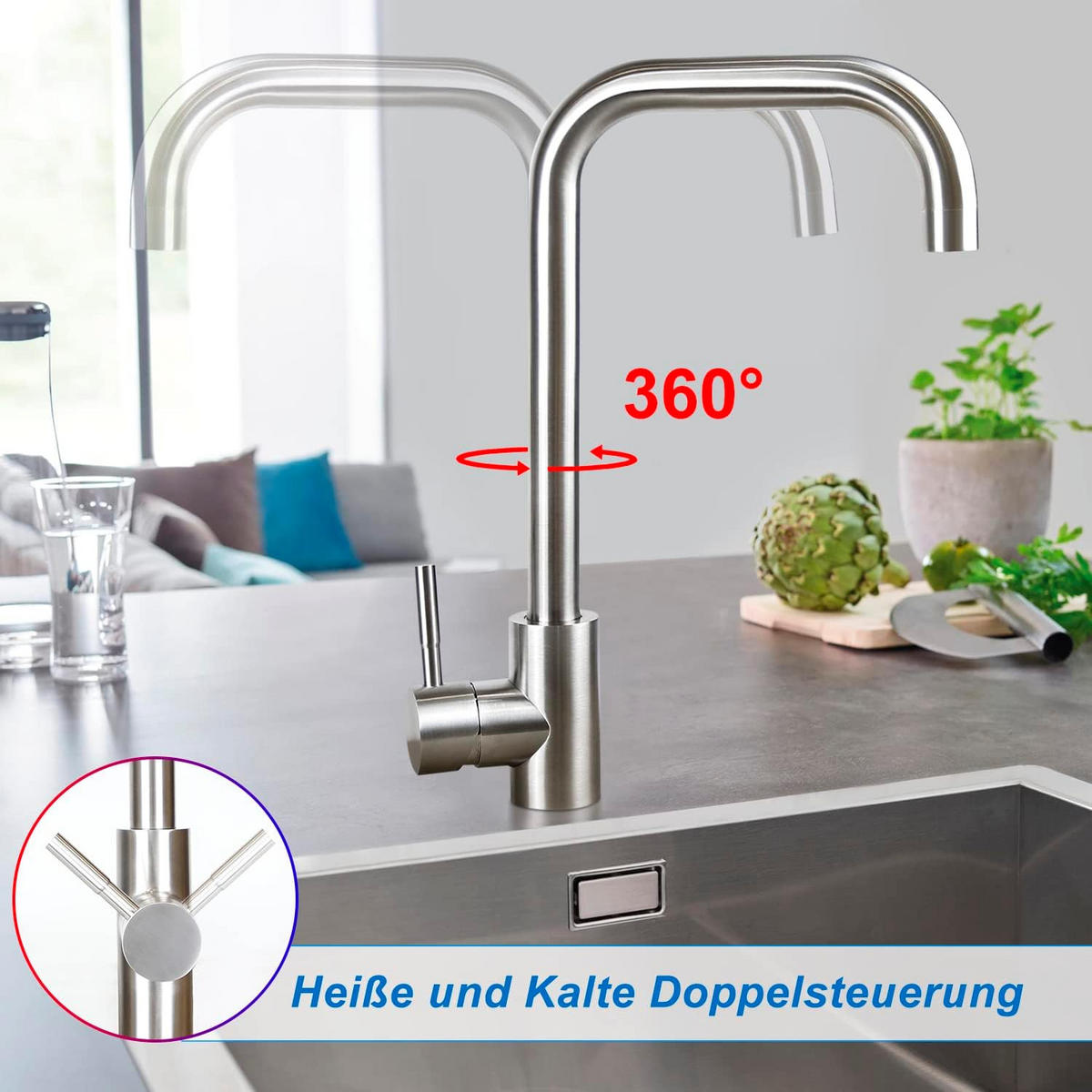 KÜCHENARMATUR Gislans 4.1/33.3/21.5 cm - Silberfarben, Metall (4.1/33.3/21.5cm) - ZMH