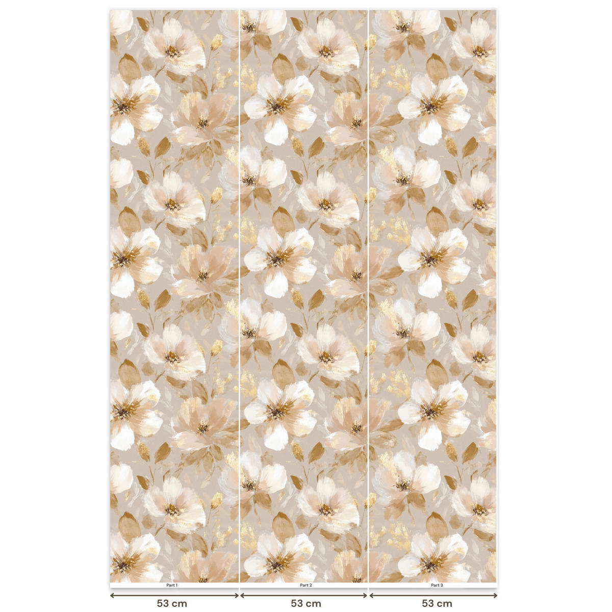 TAPETE - Blumen - künstlerisch - Gold - 160x240 cm - Beige, Papier (160/240cm) - OnlyWow
