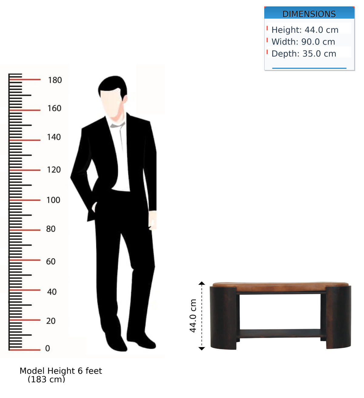 LAVICA s povrchovou úpravou Velvet Mocha, 1 otvorená polica, poťah z pravej kože, tmavohnedá - hnedá/tmavohnedá, koža/drevo (90/44/35cm) - Artisan Furniture