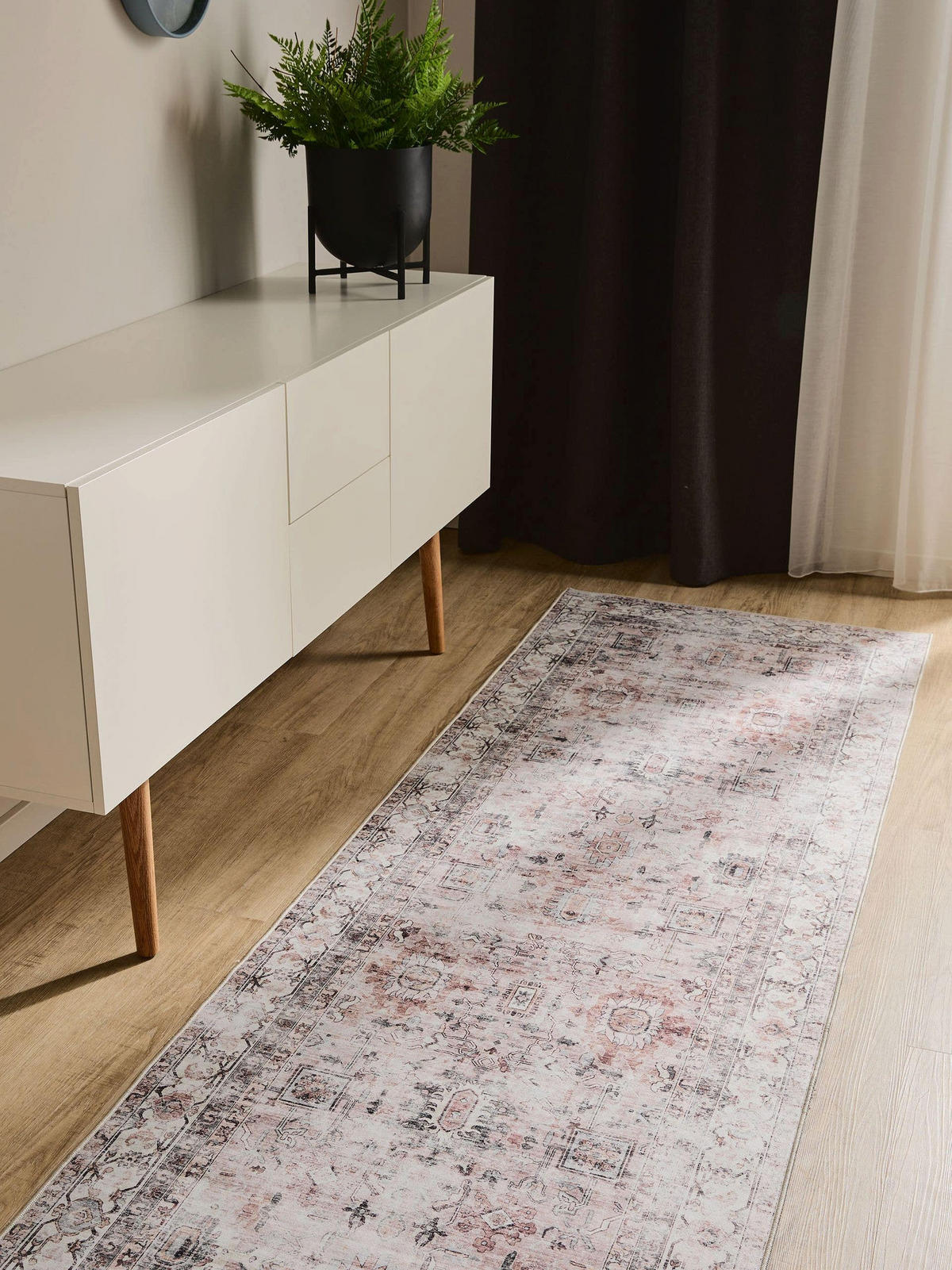 VINTAGE-LÄUFER George waschbar 80x240 cm - Taupe/Creme, Kunststoff (80/240cm) - benuta
