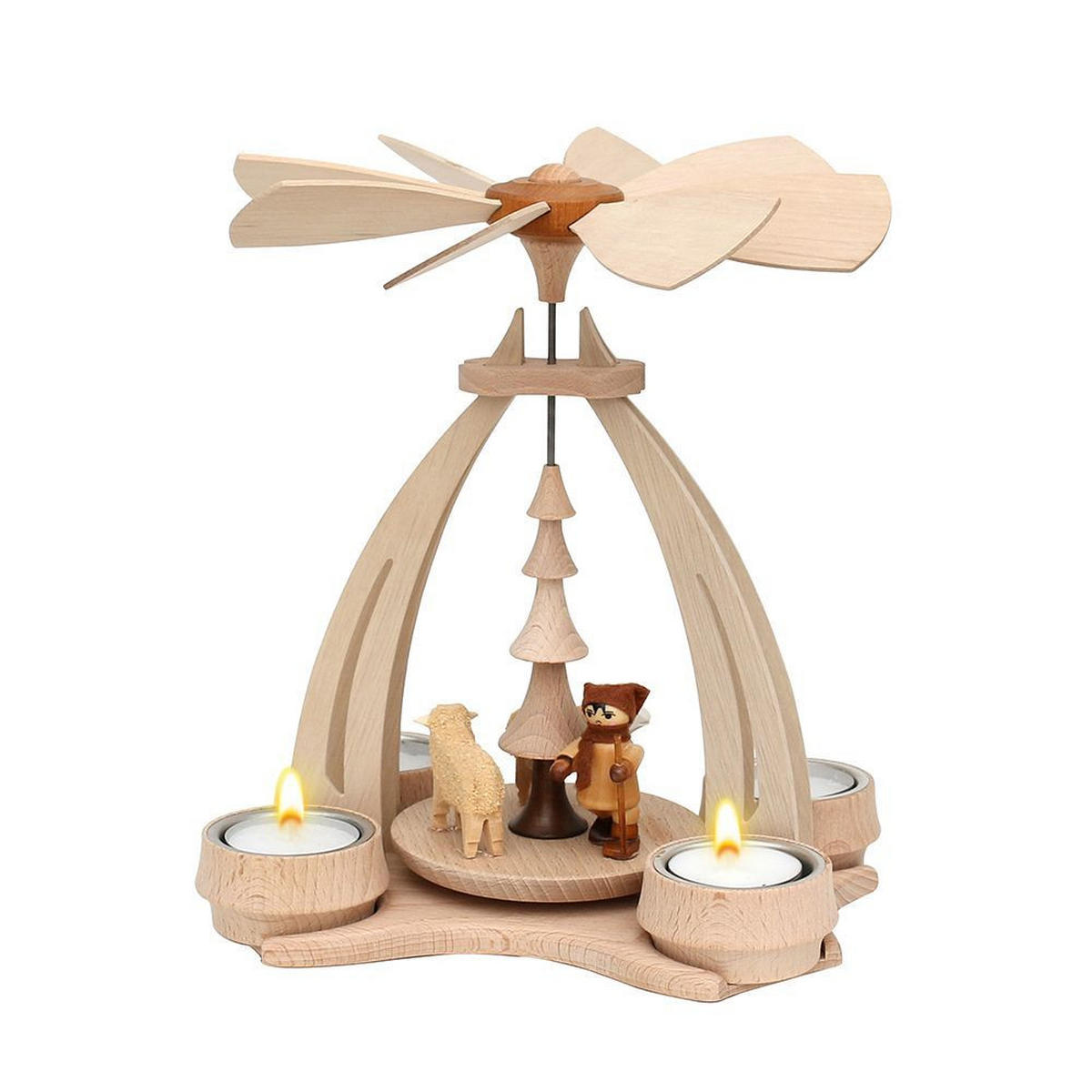 TISCH-PYRAMIDE Schafe Schäfer 14/18/24 cm - Multicolor, Holz (0.1/24/0.1cm) - Dekoteam24