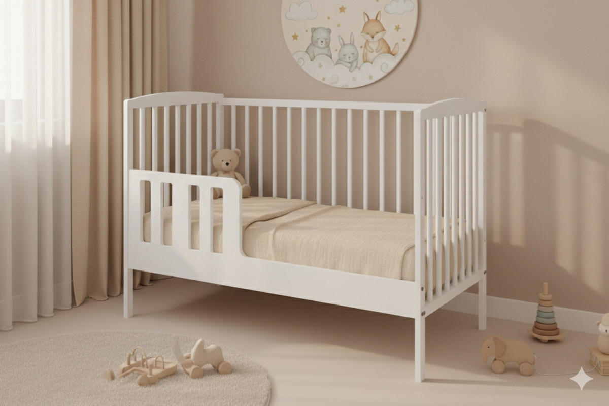 GITTERBETT Elva 2in1 mit Matratze - Weiß, Holz - kiki design