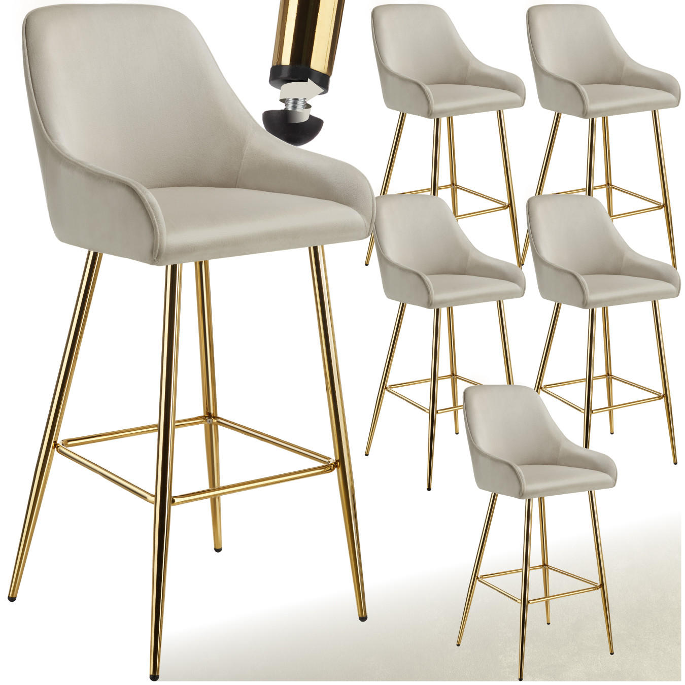 BARSTUHL Avane,48,5 x 57 x 108 cm, Belastbarkeit 120 kg,creme/gold - Goldfarben/Creme, Kunststoff (48.5/108/57cm) - tectake