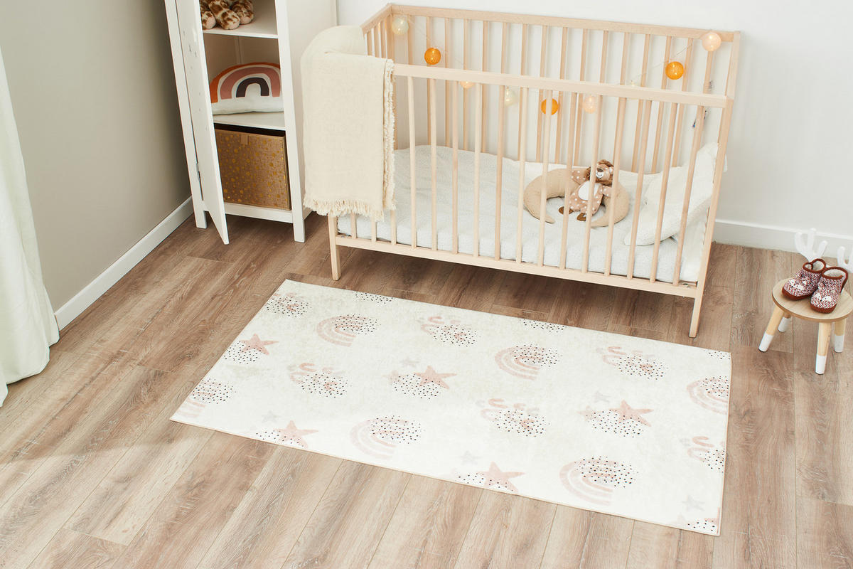 KINDERTEPPICH mit Regenbogenmuster in Creme Happy 80x150 cm - Creme, Textil (80/150cm) - Nazar Rugs