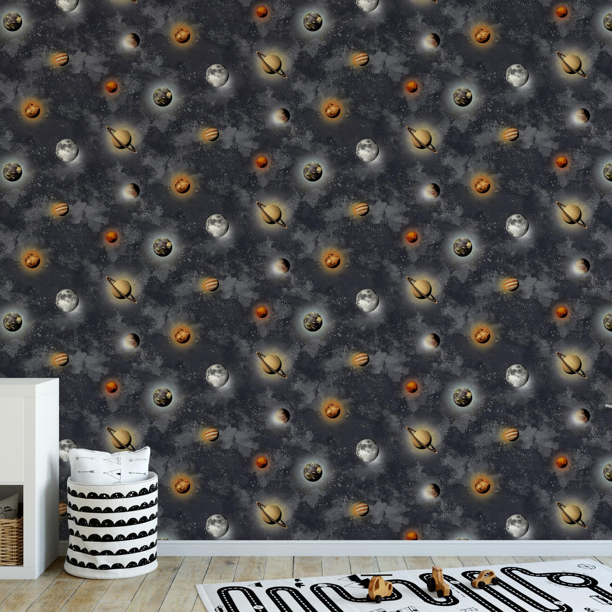 VLIESTAPETE Planeten 1000x53cm - Schwarz, Papier/Kunststoff (53/1cm) - Superfresco Easy